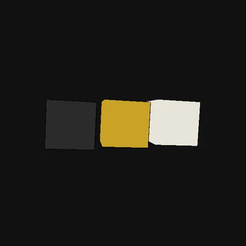 Cubos em Three.js: Três cubos coloridos girando, se separando e voltando a se juntar