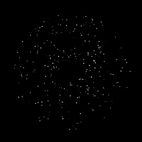 Galáxia com zoom: Estrelas girando em volta de um centro, com zoom no controle deslizante